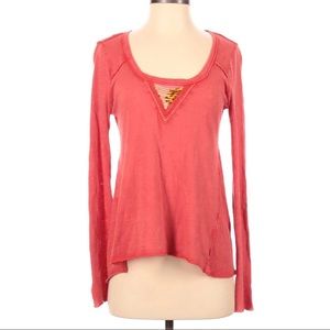 Free People Coral Long Sleeve Knit Top /Tee - Size Small